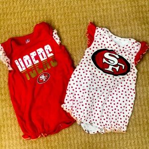 Two 49er onesies 0-3 months. Worn once!